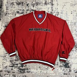 Vintage Starter Windbreaker Mens XL Nebraska Cornhuskers Football 90s Y2K Nylon